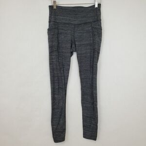 Athleta Leggings Womens Small Salutation Stash‎ Heathered Gray Pockets Yoga Gym